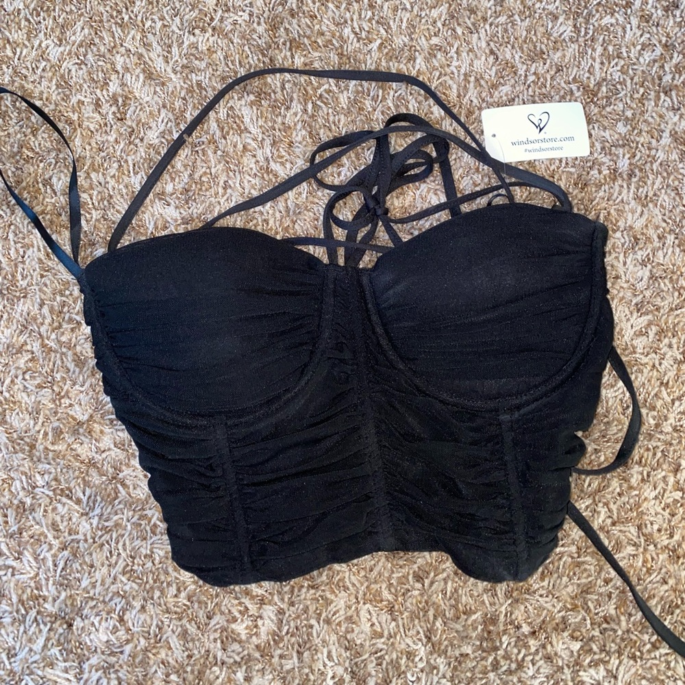 Windsor black lace up tank